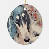 Borzoi Kerstversiering Keramisch Ornament (Links)