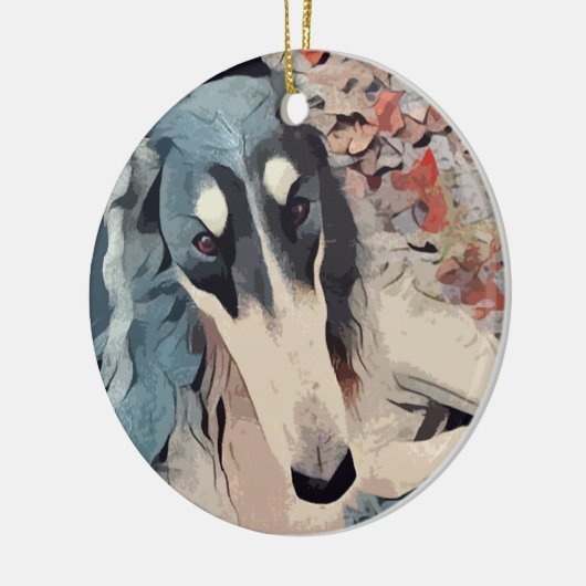 Borzoi Kerstversiering Keramisch Ornament (Links)