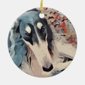 Borzoi Kerstversiering Keramisch Ornament (Achterkant)