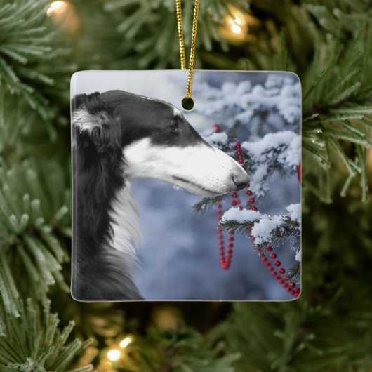Borzoi Kerstversiering Keramisch Ornament (Boom)