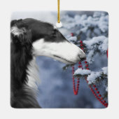 Borzoi Kerstversiering Keramisch Ornament (Achterkant)