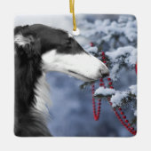 Borzoi Kerstversiering Keramisch Ornament (Voorkant)