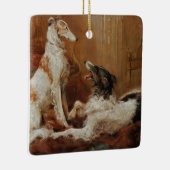 Borzoi Kerstversiering Keramisch Ornament (Rechts)