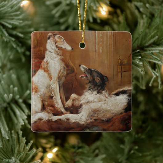 Borzoi Kerstversiering Keramisch Ornament (Boom)