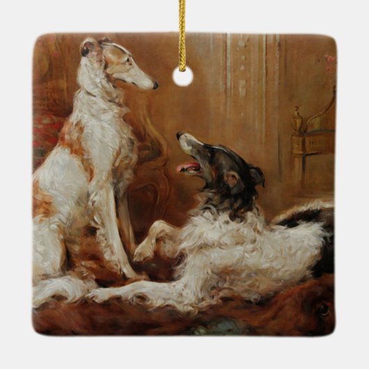 Borzoi Kerstversiering Keramisch Ornament (Achterkant)