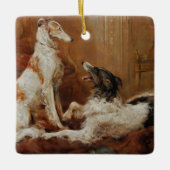 Borzoi Kerstversiering Keramisch Ornament (Voorkant)
