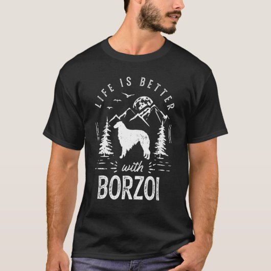 Borzoi Life Beter mama papa Dog T-shirt (Voorkant)