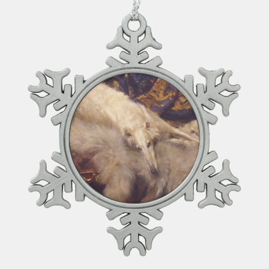Borzoi Lounging kerstversiering Tin Sneeuwvlok Ornament (Voorkant)