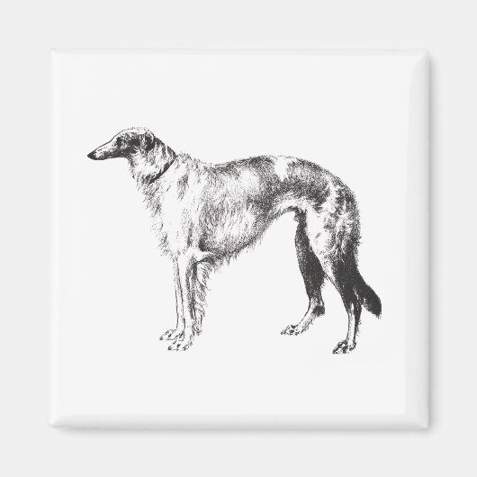 Borzoi Martynow Etsen Magneet (Voorkant)