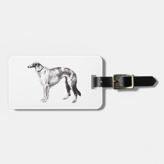 Borzoi Martynow Etsing Bagage Label (Voorkant horizontaal)