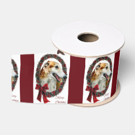 Borzoi Merry Kerstmis Grosgrain Lint