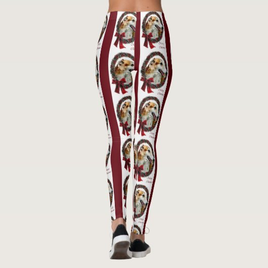 Borzoi Merry Kerstmis Leggings (Achterkant)