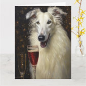 Borzoi Nieuwjaar Kaart (Gele Bloem)