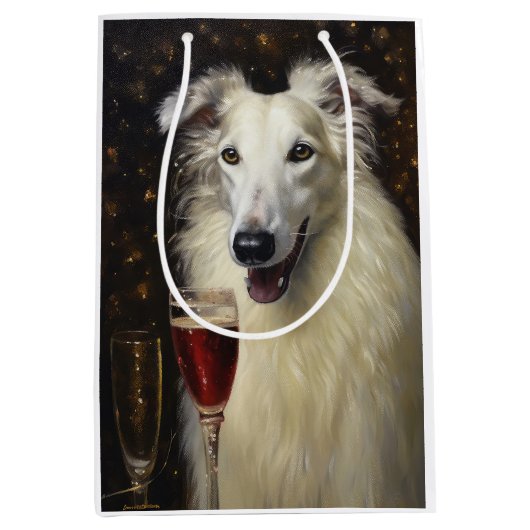 Borzoi Nieuwjaar Medium Cadeauzakje (Voorkant)