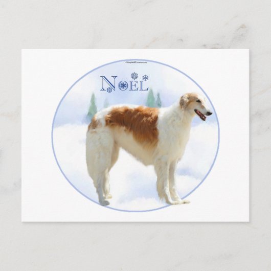 Borzoi Noel Feestdagenkaart (Voorkant)