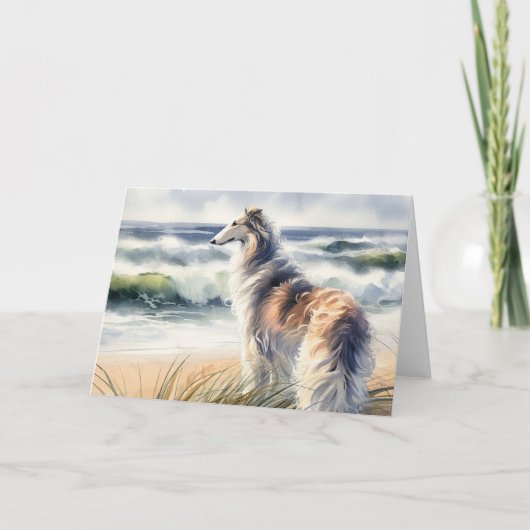 Borzoi op het duin aankondiging (Voorkant)