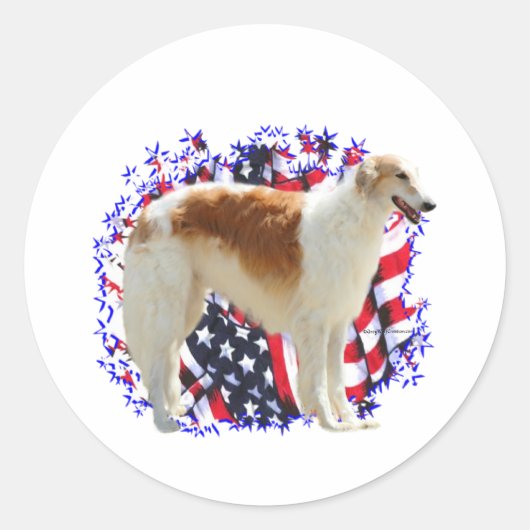 Borzoi Patriot Ronde Sticker (Voorkant)
