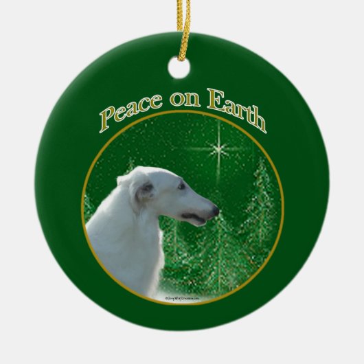 Borzoi Peace Keramisch Ornament (Voorkant)