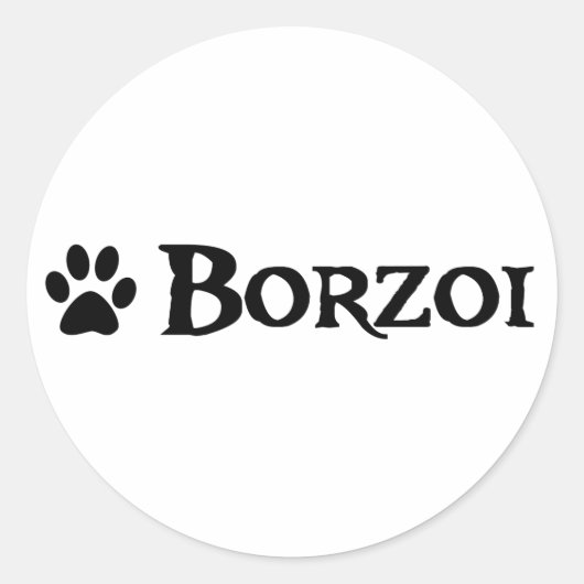 Borzoi (piratenstijl met voetafdruk) ronde sticker (Voorkant)