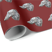 Borzoi Portret Inpakpapier Burgundy (Rol Hoek)