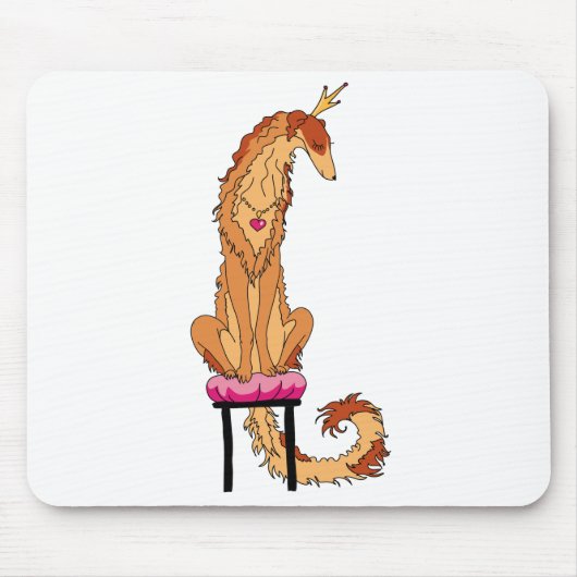 Borzoi Prinsessen Rood en Goud Muismat (Voorkant)