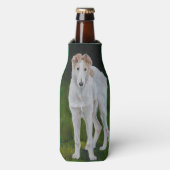 Borzoi Puppy Dog Art Foam Fleshouder Flesjeskoeler (Fles Voorkant)