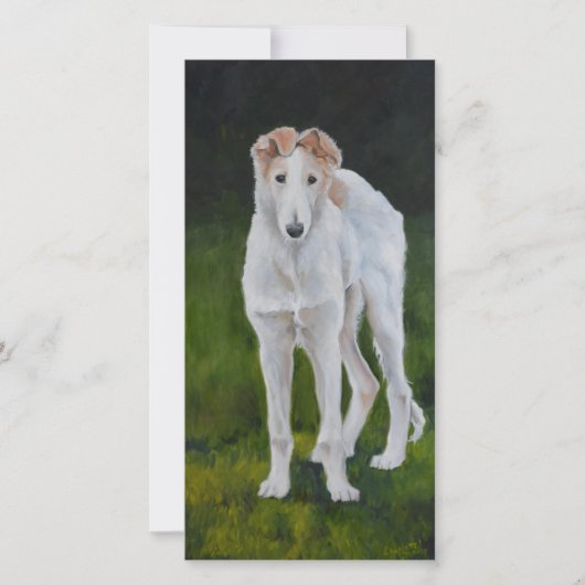 Borzoi Puppy Dog Art Hartelijk dank Bedankkaart (Voorkant)