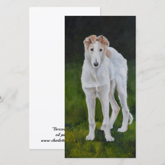 Borzoi Puppy Dog Art Hartelijk dank Bedankkaart (Voorkant / Achterkant)