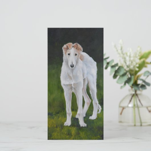 Borzoi Puppy Dog Art Hartelijk dank Bedankkaart (Staand voorkant)