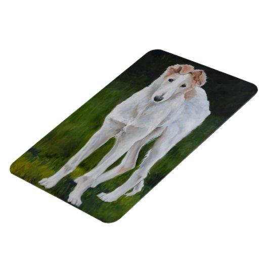 Borzoi Puppy Dog Art Magnet Magneet (Linkerzijde)