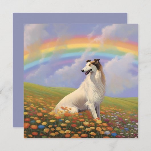 Borzoi Rainbow Bridge Aangepaste naam Hond Memoria (Voorkant / Achterkant)