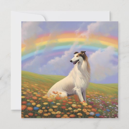 Borzoi Rainbow Bridge Aangepaste naam Hond Memoria (Voorkant)