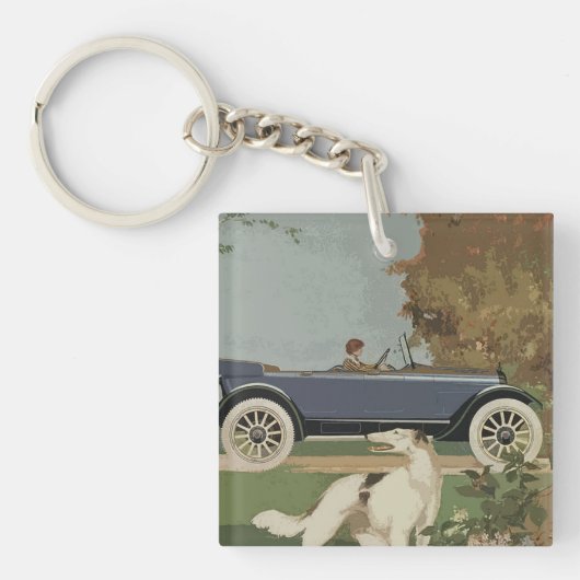 Borzoi Reizen Acryl Sleutelhanger (Voorkant)