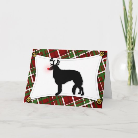 Borzoi rendier kerst Kaart (Voorkant)