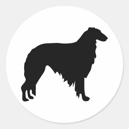 Borzoi Ronde Sticker (Voorkant)