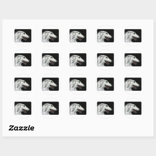 borzoi ronde sticker (Vel)