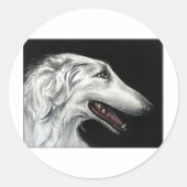 borzoi ronde sticker (Voorkant)