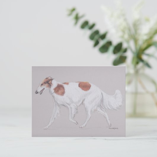 Borzoi Russia Wolfhound Canine Dog Art Briefkaart (Staand voorkant)