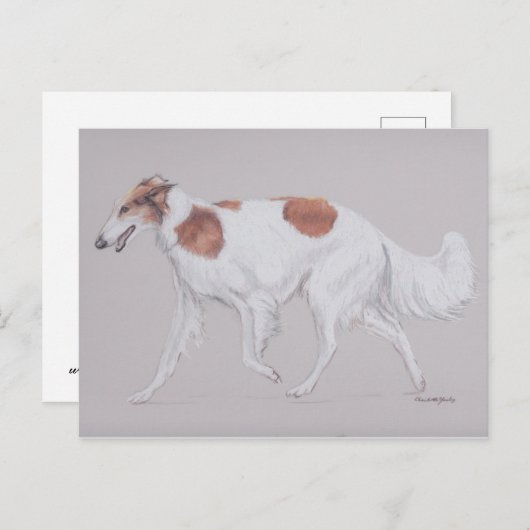 Borzoi Russia Wolfhound Canine Dog Art Briefkaart (Voorkant / Achterkant)
