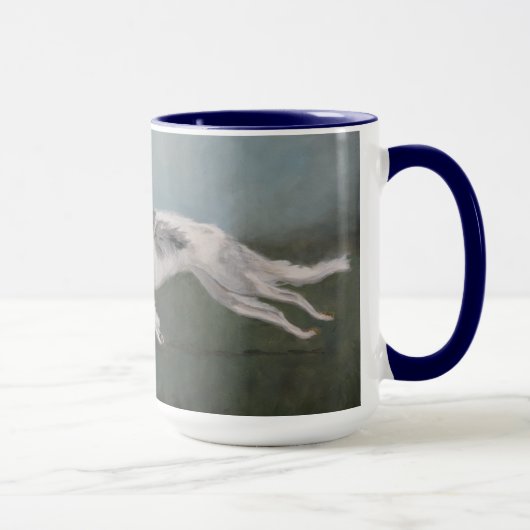 Borzoi Russian Wolfhound Dog Art 15 oz Mok (Rechts)