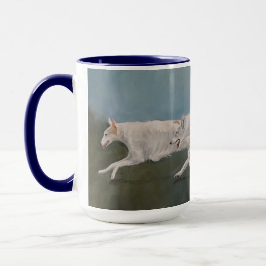 Borzoi Russian Wolfhound Dog Art 15 oz Mok (Links)