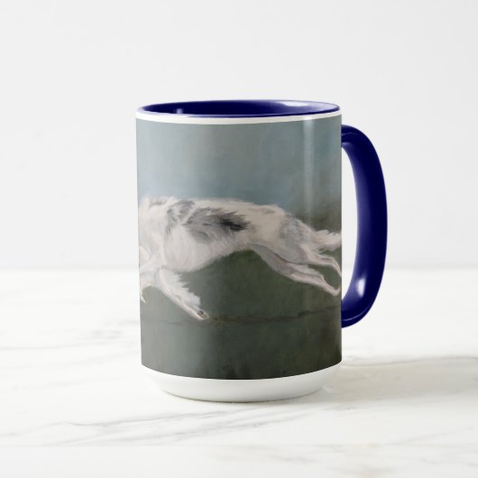 Borzoi Russian Wolfhound Dog Art 15 oz Mok (Voorkant rechts)