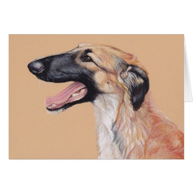 Borzoi Russian Wolfhound Dog Art Card (Voorkant Horizontaal)