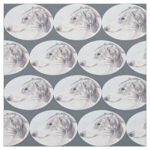 Borzoi Russian Wolfhound Dog Art Fabric Stof