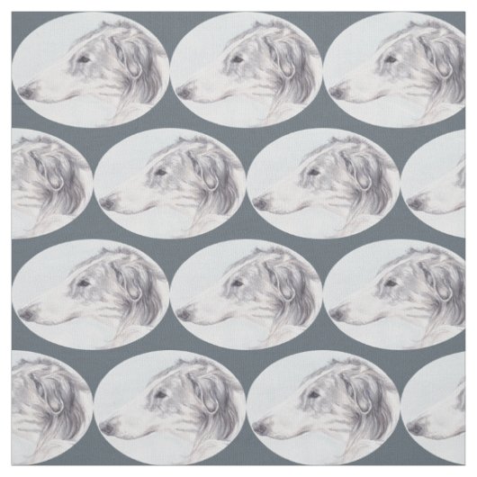 Borzoi Russian Wolfhound Dog Art Fabric Stof (Swatch)