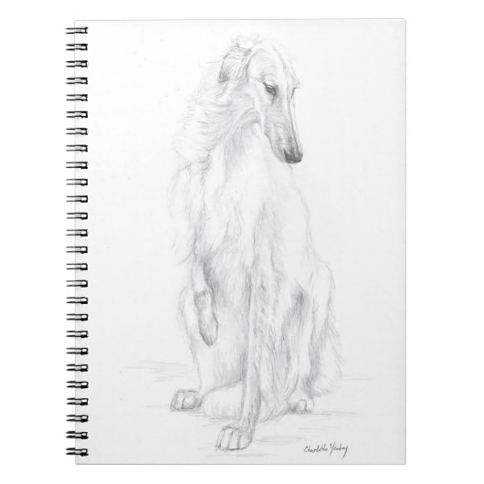 Borzoi Russian Wolfhound Dog Art Notitieboek (Voorkant)