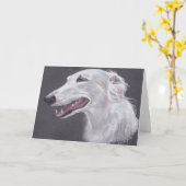 Borzoi Russian Wolfhound Dog Art Wenskaart Kaart (Gele Bloem)