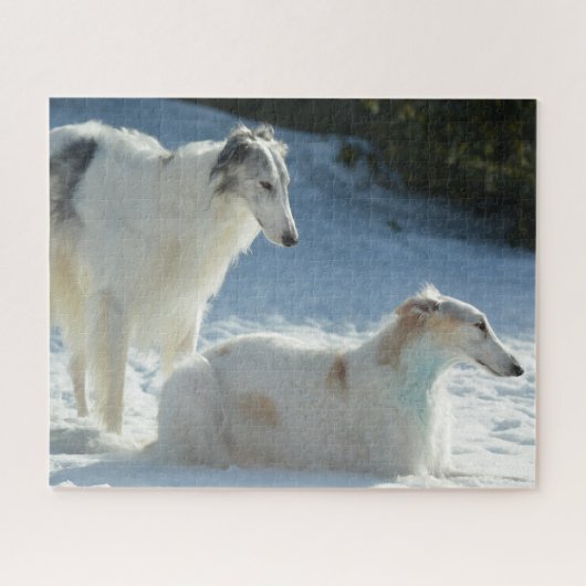 Borzoi - Russian Wolfhound dogs in the Snow Legpuzzel (Horizontaal)
