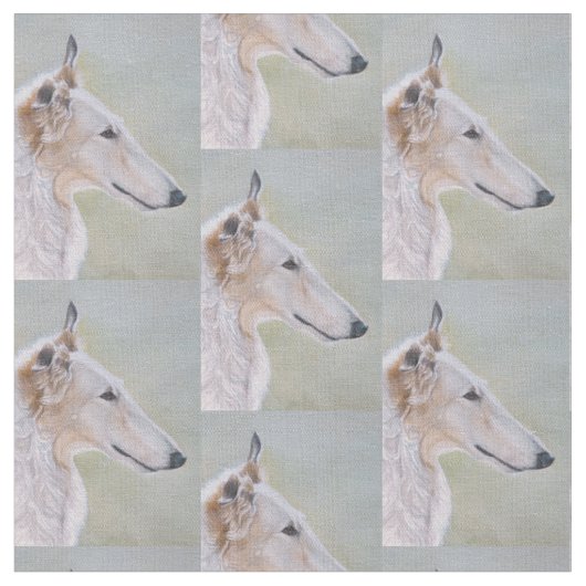 Borzoi Russian Wolfhound Profile Dog Art Fabric Stof (Close Up)