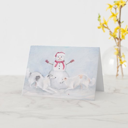 Borzoi Russisch Wolfhound Dog Art Wenskaart Kaart (Gele Bloem)